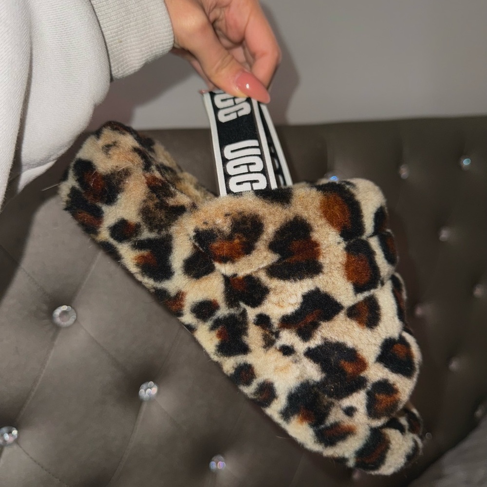 UGG Animal Print Fluffy Slippers